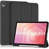 ProCase Smart Case for Samsung Galaxy Tab S11 11-Inch 2025 (SM-X730/SM-X736B) with S Pen Holder, Tri-Fold Stand Cover with Soft TPU Back, Auto Wake/Sleep -Black(Black)