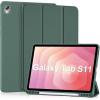 ProCase Smart Case for Samsung Galaxy Tab S11 11-Inch 2025 (SM-X730/SM-X736B) with S Pen Holder, Tri-Fold Stand Cover with Soft TPU Back, Auto Wake/Sleep -Black(Mgreen)