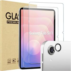 ProCase 2 Pack Screen Protector for Galaxy Tab S11 2025 11 inch X730 X730N X736 + 1 Pack Camera Lens Protector, Clear Tempered Glass Film Compatible with S Pen -Gray(Silver)