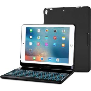 ProCase 360° Rotation 7-Color Backlit Keyboard Case for iPad 9.7 inch (Old Model), iPad 6th Gen(2018)/ iPad 5th Gen(2017), iPad Pro 9.7″(2016), iPad Air 2(2014)/ iPad Air 1(2013) Keyboard Cover -Black
