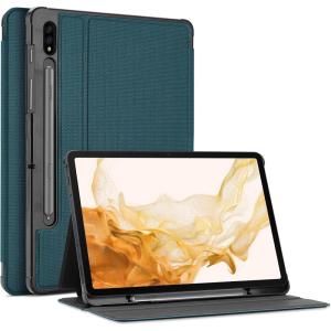 ProCase Case for Galaxy Tab S7 FE 5G 2021/S8 Plus 2022/S7 Plus 2020 12.4 inch with S Pen Holder, Smart Cover for 12.4″ Samsung Galaxy Tablet (SM-X800 X806 T730 T736 T970 T975 T976 T978) -Black(Teal)