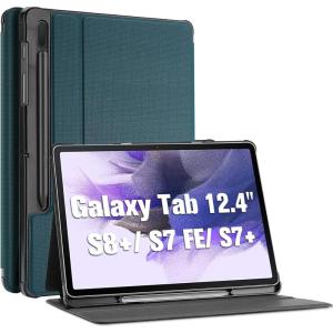 ProCase Case for Galaxy Tab S8 Plus/S7 FE 2021/S7 Plus 2020 12.4 Inch with S Pen Holder, Slim Stand Folio Smart Cover for 12.4″ Tablet (SM-X800 X806 T730 T736 T970 T975 T976 T978) -Teal(Teal)