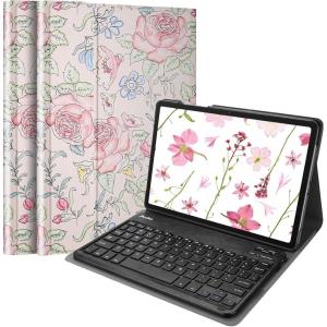 ProCase Keyboard Case for Galaxy Tab A11+ Plus 2025/ A9+ Plus 11 Inch 2023, Lightweight Case with Magnetic Detachable Wireless Keyboard for Galaxy Tablet 11″- Black(Rose)