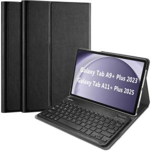 ProCase Keyboard Case for Galaxy Tab A11+ Plus 2025/ A9+ Plus 11 Inch 2023, Lightweight Case with Magnetic Detachable Wireless Keyboard for Galaxy Tablet 11″- Black(Black)