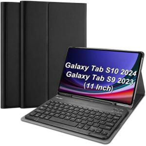 ProCase Keyboard Case for Galaxy Tab S10 2024 SM-X720/ S9 11 Inch 2023 SM-X710 /X716B /X718U with S Pen Holder, Protective Cover Case with Detachable Wireless Keyboard for Galaxy Tab S10 / S9 –Black