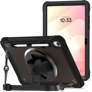 ProCase Rugged Case for Galaxy Tab S11 2025 11″- with S Pen Holder, Heavy Duty Shockproof Rugged Cover with Hand Strap 360 Degree Rotatable Kickstand Protective for Galaxy Tab S11 (X730/X736B)-Black