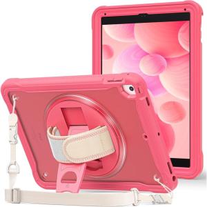 ProCase Rugged Case for iPad 9.7 Inch 5th 6th Gen/iPad Air 2 / iPad Pro 9.7 Case, Heavy Duty Shockproof Rugged Cover with Hand Strap 360 Degree Rotatable Kickstand Protective for iPad 9.7″ -Melonpink(Melonpink)