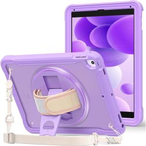 ProCase Rugged Case for iPad 9.7 Inch 5th 6th Gen/iPad Air 2 / iPad Pro 9.7 Case, Heavy Duty Shockproof Rugged Cover with Hand Strap 360 Degree Rotatable Kickstand Protective for iPad 9.7″ -Melonpink(Purple)