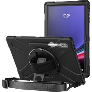 ProCase Rugged Outdoor Case for Samsung Galaxy Tab S10 Ultra 2024/ Tab S9 Ultra 2023/ Tab S8 Ultra 2022 14.6 Inch with S Pen Holder, Heavy Duty Shockproof 360 Degree Rotatable Kickstand Cover- Black