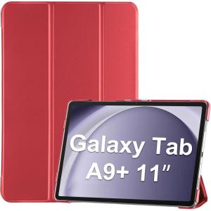 ProCase Smart Case for Galaxy Tab A11+ Plus/A9+ Plus 11 Inch, Slim Stand Hard Back Shell Protective Tablet Cover Folio Case for 11″ Galaxy Tab A11+ Plus 2025/A9+ Plus 2023 -Black(Red-1)
