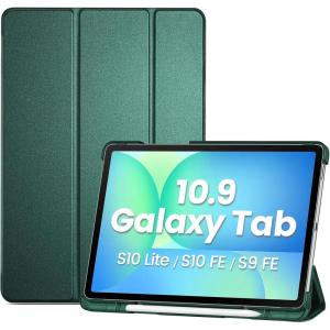 ProCase Smart Case for Galaxy Tab S10 Lite/S10 FE/S9 FE 10.9 Inch with S Pen Holder, Slim Trifold Stand Folio Hard Back Shell Protective Cover for 10.9″ Galaxy Tab S10 Lite/S10 FE/S9 FE -Black(Mgreen)