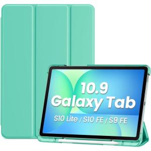 ProCase Smart Case for Galaxy Tab S10 Lite/S10 FE/S9 FE 10.9 Inch with S Pen Holder, Slim Trifold Stand Folio Hard Back Shell Protective Cover for 10.9″ Galaxy Tab S10 Lite/S10 FE/S9 FE -Black(Mint)