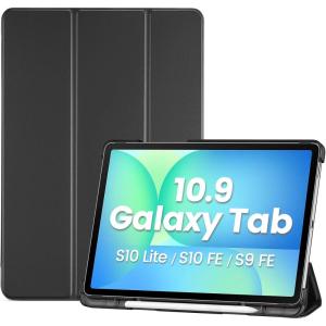 ProCase Smart Case for Galaxy Tab S10 Lite/S10 FE/S9 FE 10.9 Inch with S Pen Holder, Slim Trifold Stand Folio Hard Back Shell Protective Cover for 10.9″ Galaxy Tab S10 Lite/S10 FE/S9 FE -Black(Black)