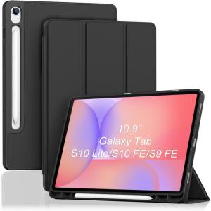 ProCase Smart Case for Galaxy Tab S10 Lite/S10 FE/S9 FE 10.9-Inch with S Pen Holder, Trifold Stand Folio Cover with Soft TPU Back for 10.9″ Galaxy Tab S10 Lite/S10 FE/S9 FE -Mgreen(Black)