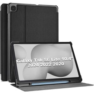 ProCase for Galaxy Tab S6 Lite 10.4” 2024 2022 2020 with S Pen Holder, Slim Stand Folio Case Smart Cover for Galaxy Tab S6 Lite 10.4 Inch SM-P613/ P619 SM-P610/ P615 SM-P620 / P625 -Black(Black)