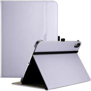 ProCase for iPad 9.7 Inch iPad 6th/5th Generation Case 2018 2017/iPad Air 2/Air 1 Case, Premium Leather Folio Corner Protection Multi-Angle Viewing Stand Cover with Front Pocket Pen Loop -Black(Light Purple)