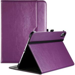 ProCase for iPad 9.7 Inch iPad 6th/5th Generation Case 2018 2017/iPad Air 2/Air 1 Case, Premium Leather Folio Corner Protection Multi-Angle Viewing Stand Cover with Front Pocket Pen Loop -Black(Dark Purple)