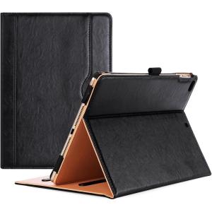 ProCase for iPad 9.7 Inch iPad 6th/5th Generation Case 2018 2017/iPad Air 2/Air 1 Case, Premium Leather Folio Corner Protection Multi-Angle Viewing Stand Cover with Front Pocket Pen Loop -Black(Black)