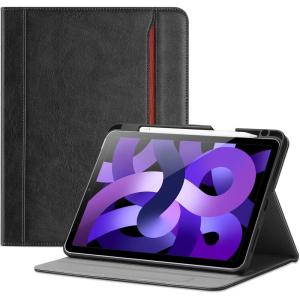 ProCase for iPad Air 11-inch M3 2025 & M2 2024 / iPad Air 5 2022 / Air 4 2020 Case 10.9, Leather Stand Folio Protective Cover Case with Pencil Holder for iPad Air 10.9/11 Inch -Black(Black)