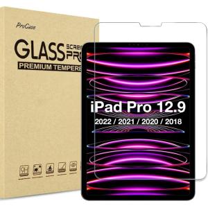 ProCase for iPad Pro 12.9 6th 5th 4th 3rd Gen 2022 2021 2020 2018 Screen Protector, Tempered Glass Film Guard for iPad Pro 12.9 6 5 4 3