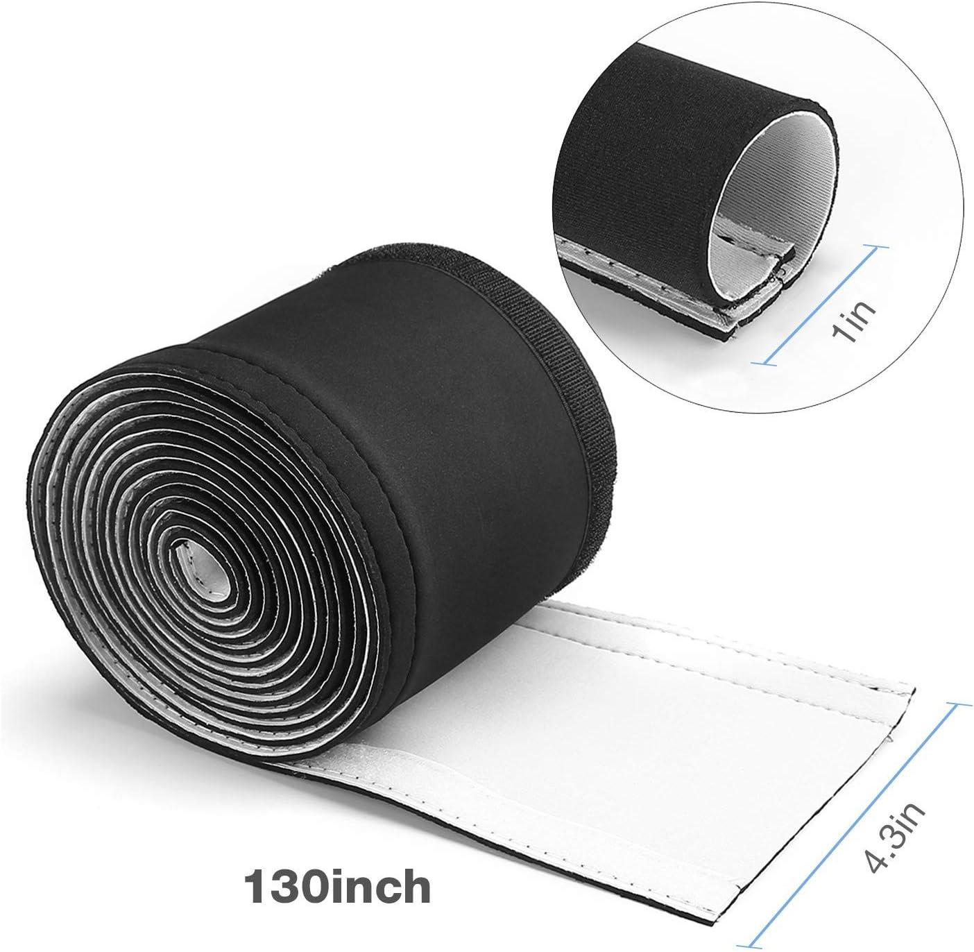 image:imageJOTO 1083ft Cable Management Sleeve Cuttable Neoprene Cord Management Organizer System Flexible Cable Wrap Cover Wire Hider for Desk TV Computer Office Home Theater Reversible BlackWhiteBlack