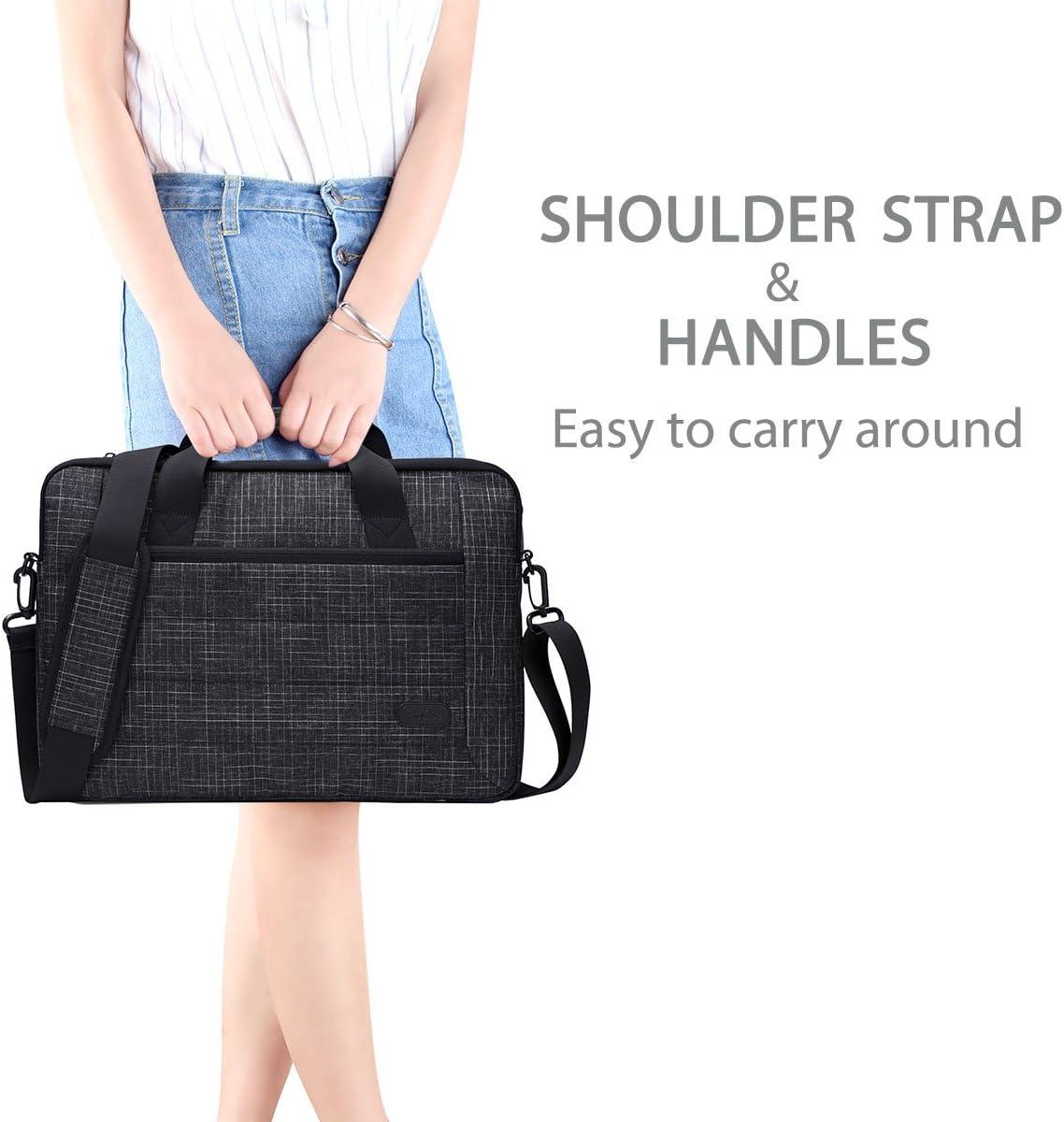 image:imageProCase 14156 Inch Briefcase Messenger Bag with Shoulder Strap and Handle for MacBook Pro 16 14 15 Inch Laptop Surface Book 3 15 Ultrabook MacBook Chromebook Acer Asus Dell HP Sony BlackBlack Plaid