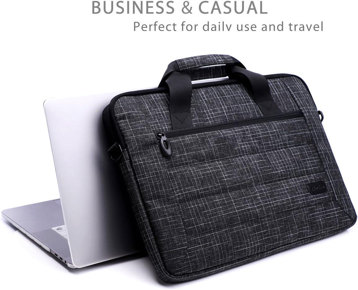 image:imageProCase 14156 Inch Briefcase Messenger Bag with Shoulder Strap and Handle for MacBook Pro 16 14 15 Inch Laptop Surface Book 3 15 Ultrabook MacBook Chromebook Acer Asus Dell HP Sony BlackBlack Plaid