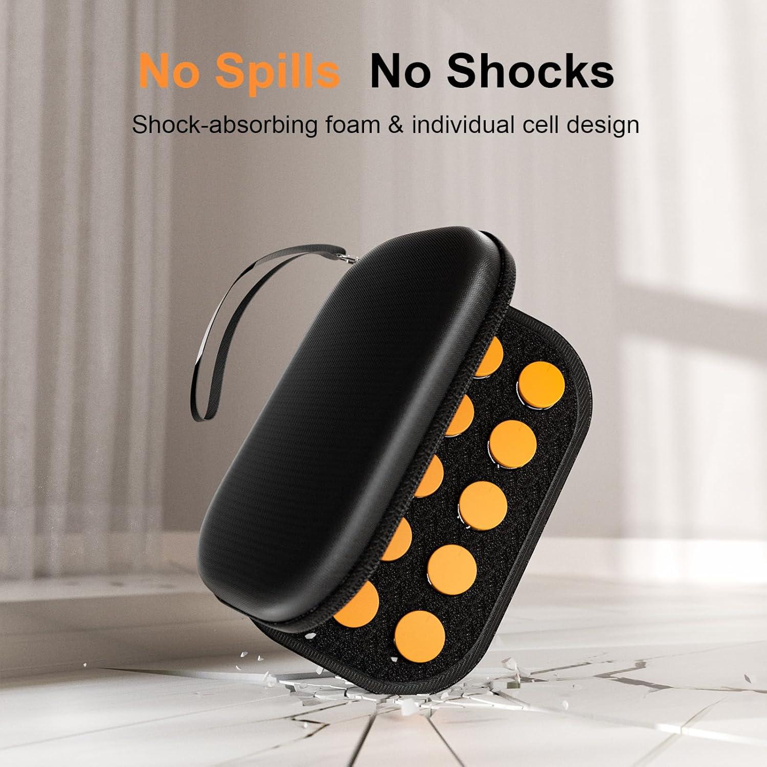 image:imageProCase 15 Slots Insulin Vial Holder for Fridge Peptide Travel Storage Hard Carrying Case for Standard 10ml U100 Vials Bottles Diabetic Supplies Kits Organizer Container with Hand Strap BlackBlack