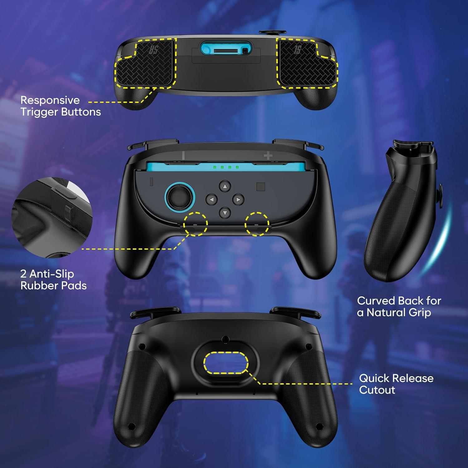 image:imageProCase 2 Pack JoyCon Grips for Nintendo Switch 2 2025 Released WearResistant Comfort Controller Hand Grip Handles Holder for Joycon BlackBlack