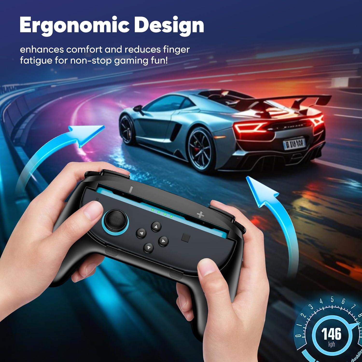image:imageProCase 2 Pack JoyCon Grips for Nintendo Switch 2 2025 Released WearResistant Comfort Controller Hand Grip Handles Holder for Joycon BlackBlack