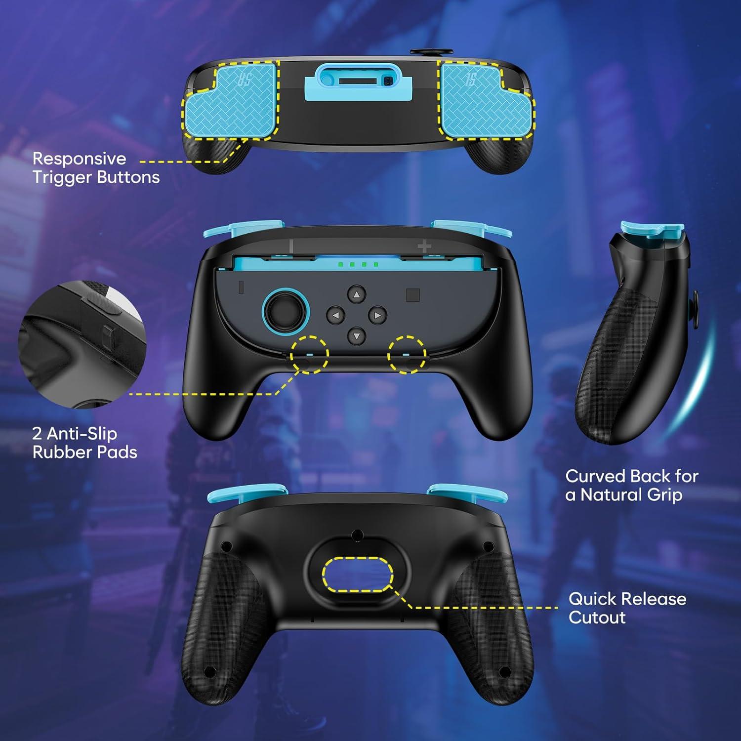 image:imageProCase 2 Pack JoyCon Grips for Nintendo Switch 2 2025 Released WearResistant Comfort Controller Hand Grip Handles Holder for Joycon BlackBlueOrange