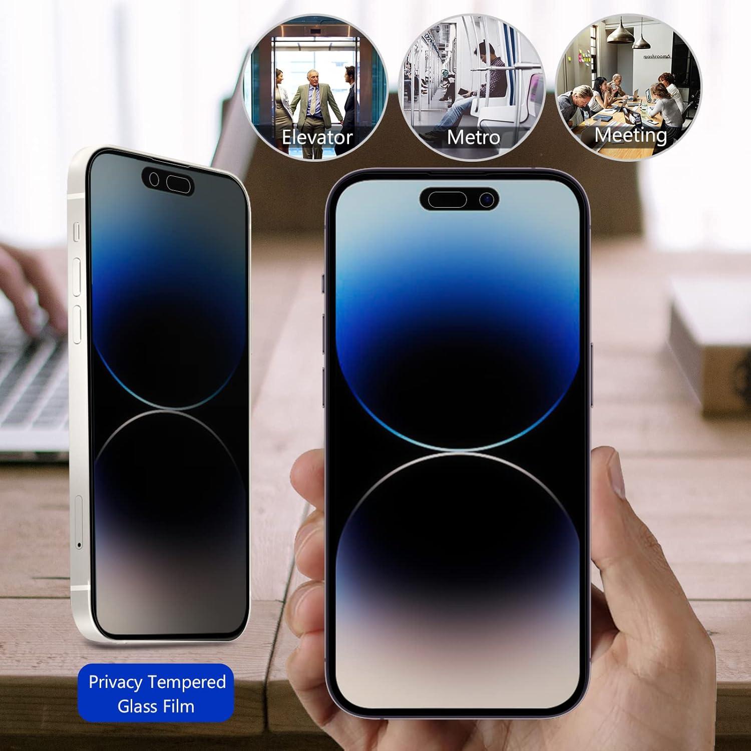 image:imageProCase 2 Pack Privacy Screen Protector for iPhone 14 Pro 2022 9H Anti Spy Dark Tempered Glass Screen Film Guard for iPhone 14 Pro 61 Inch 2022 Case Friendly Bubble Free