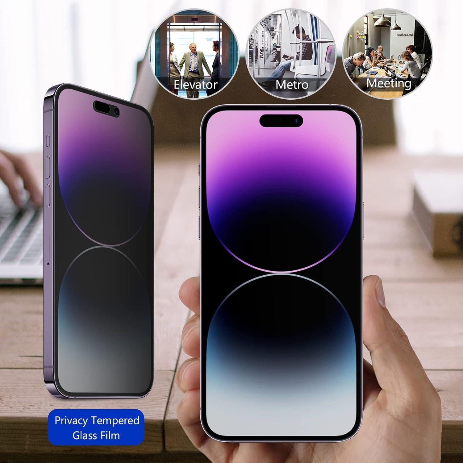 image:imageProCase 2 Pack iPhone Privacy Screen Protector for iPhone 14 Pro Max 2022 9H Anti Spy Dark Tempered Glass Screen Film Guard for iPhone 14 Pro Max 67 Inch 2022 Case Friendly Bubble Free