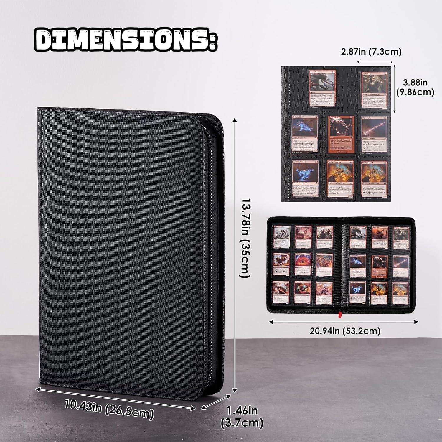 image:imageProCase 2Pack 9Pocket Trading Card Binder with SideLoading Slots 720 Pockets PU Leather Zipper Album for Sports CardsTCGCCGPKMMTGGaming Cards BlackBlackBlack