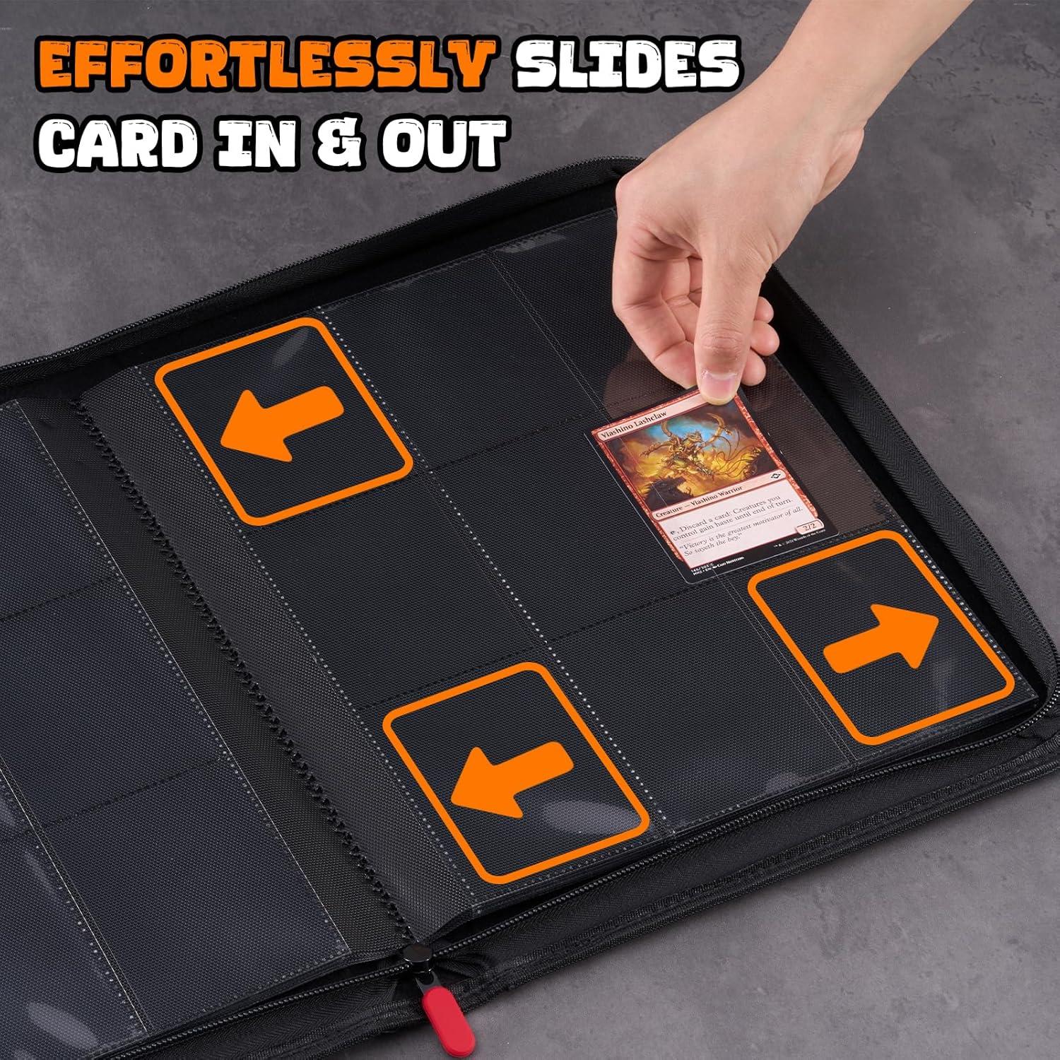 image:imageProCase 2Pack 9Pocket Trading Card Binder with SideLoading Slots 720 Pockets PU Leather Zipper Album for Sports CardsTCGCCGPKMMTGGaming Cards BlackBlackBlack