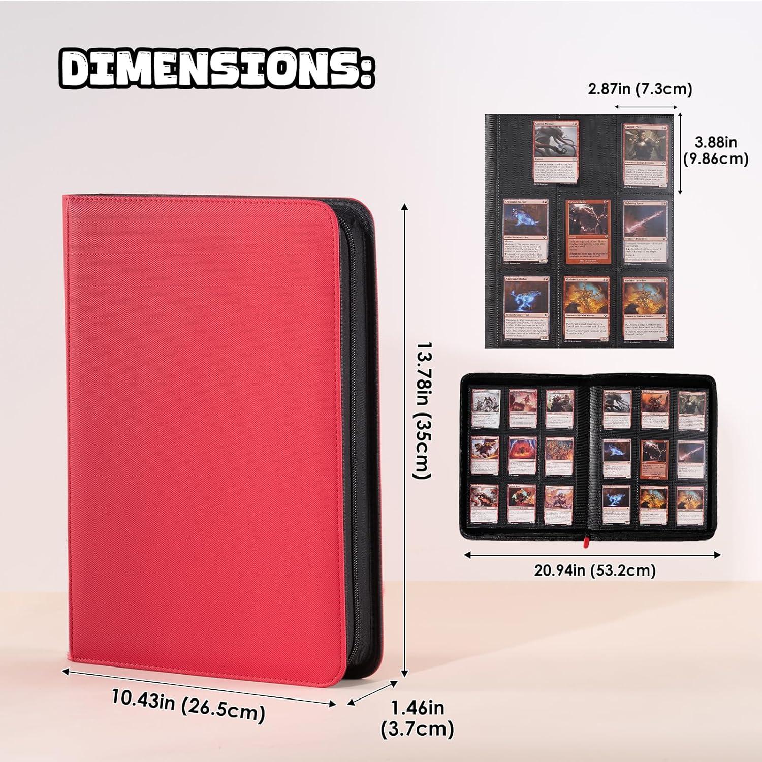 image:imageProCase 2Pack 9Pocket Trading Card Binder with SideLoading Slots 720 Pockets PU Leather Zipper Album for Sports CardsTCGCCGPKMMTGGaming Cards BlackRedNavy