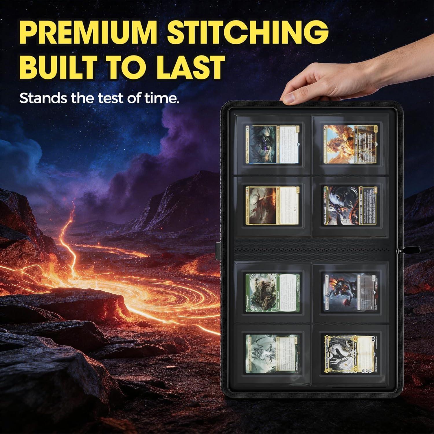 image:imageProCase 4 Pocket Top Loader Binder Holding 144 Cards in 3x4 Toploaders Side Loading Small Book Folder with Clear Window for Pokemon Trading Sports Cards Collection TCG MTG BlackBlack