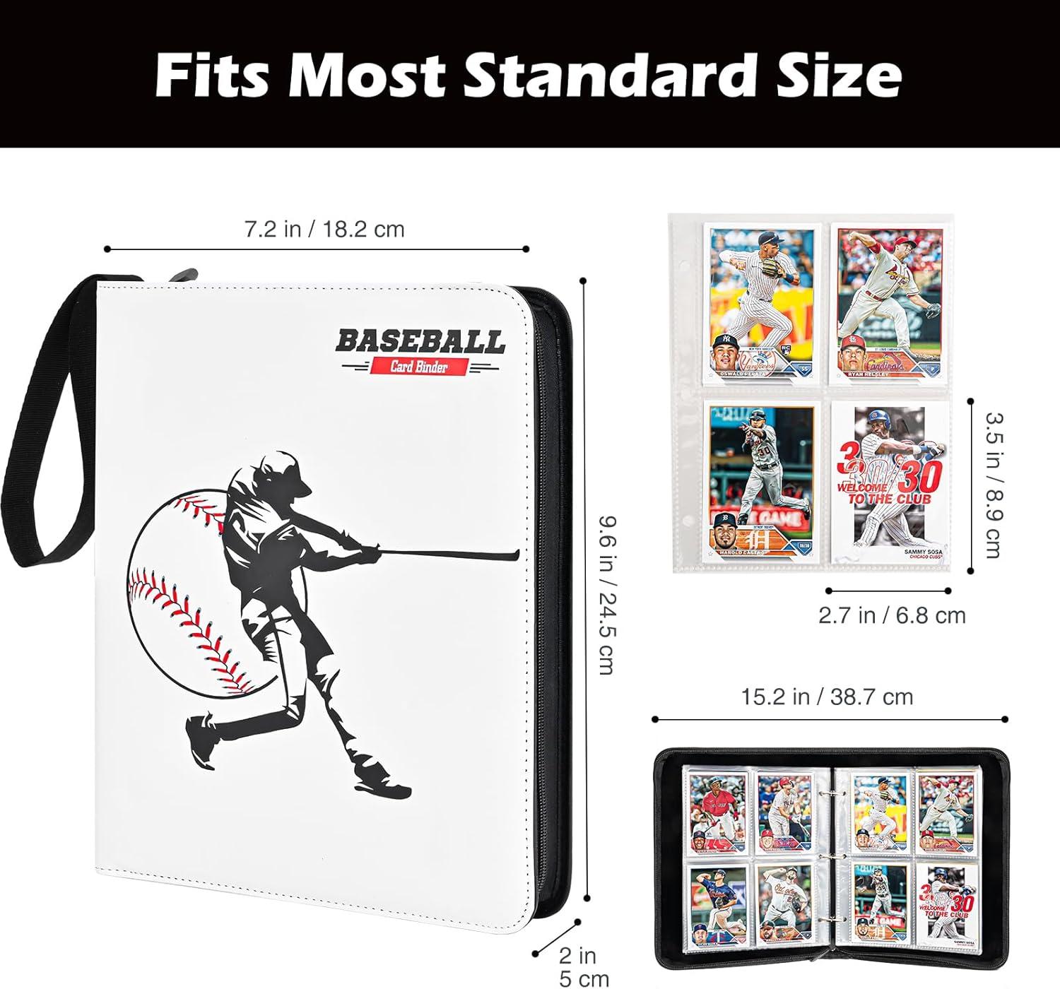 image:imageProCase 4Pocket Baseball Card Binder Fits 440 Cards Sport Trading Card Album Book with 55 Sleeves for Baseball Colletible Card Holder MediumWhite