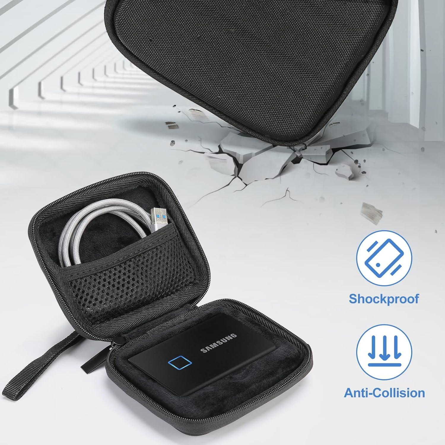image:imageProCase Carrying Case Compatible for Samsung T7 T7 Touch Portable SSD Hard Shockproof Storage Organizer for T7 T7 Touch Portable Solid State Drive USB 32 500GB 1TB 2TB Black