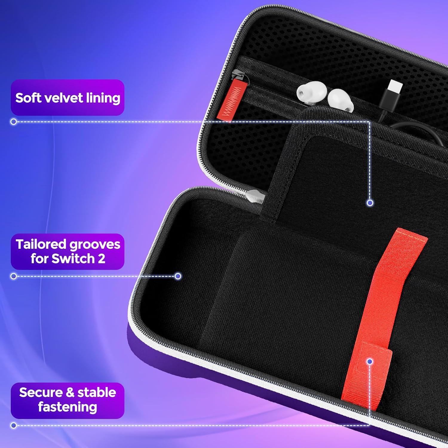 image:imageProCase Carrying Case for Nintendo Switch 2 2025 with 24 Game Card Slots Hard Portable Travel Case Storage Bag Protective Pouch for 2025 Nintendo Switch 2 Console amp Accessories RedPurple Standard Size
