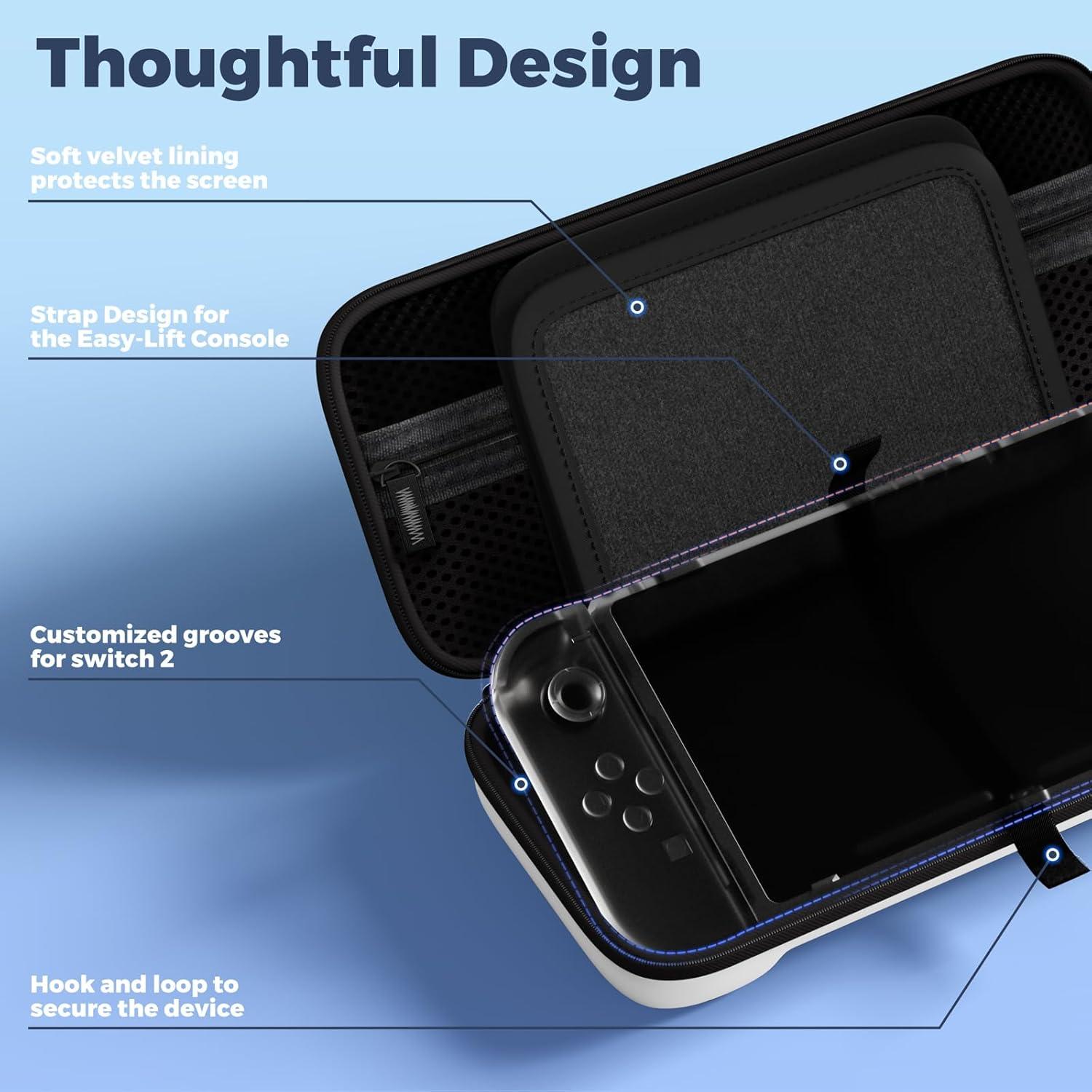image:imageProCase Carrying Case for Nintendo Switch 2 2025 with 24 Game Card Slots Hard Portable Travel Case Storage Bag Protective Pouch for 2025 Nintendo Switch 2 Console amp Accessories RedWhite Large Size Fit AC Adapter