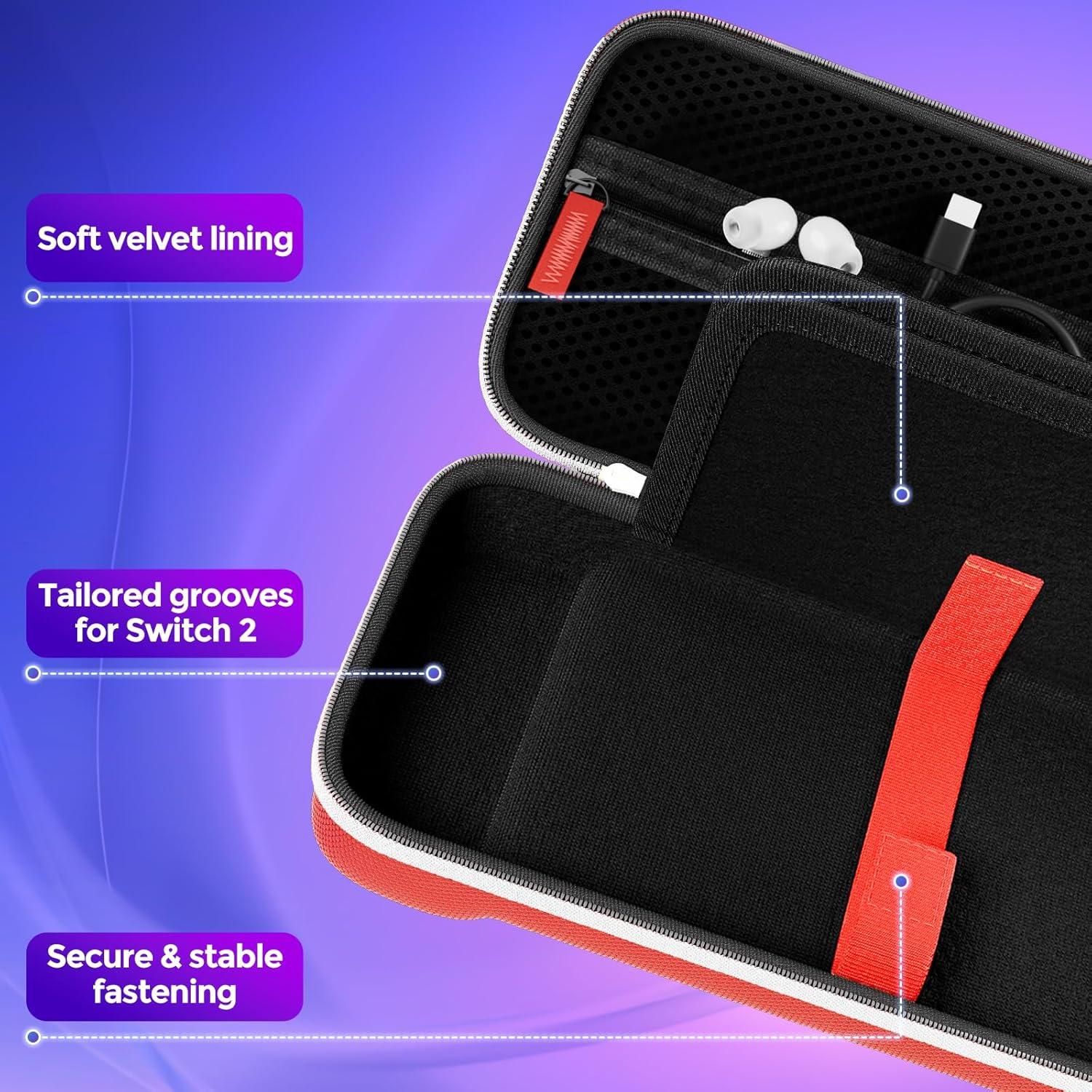 image:imageProCase Carrying Case for Nintendo Switch 2 2025 with 24 Game Card Slots Hard Portable Travel Case Storage Bag Protective Pouch for 2025 Nintendo Switch 2 Console amp Accessories RedRed Standard Size
