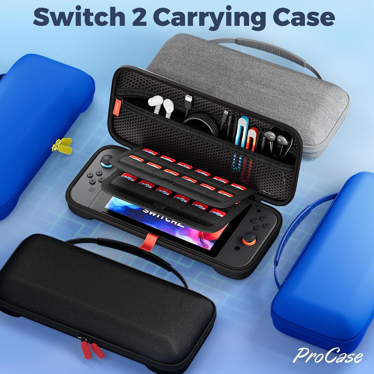 image:imageProCase Carrying Case for Nintendo Switch 2 2025 with 24 Game Card Slots Hard Portable Travel Case Storage Bag Protective Pouch for 2025 Nintendo Switch 2 Console amp Accessories RedBlack Standard Size
