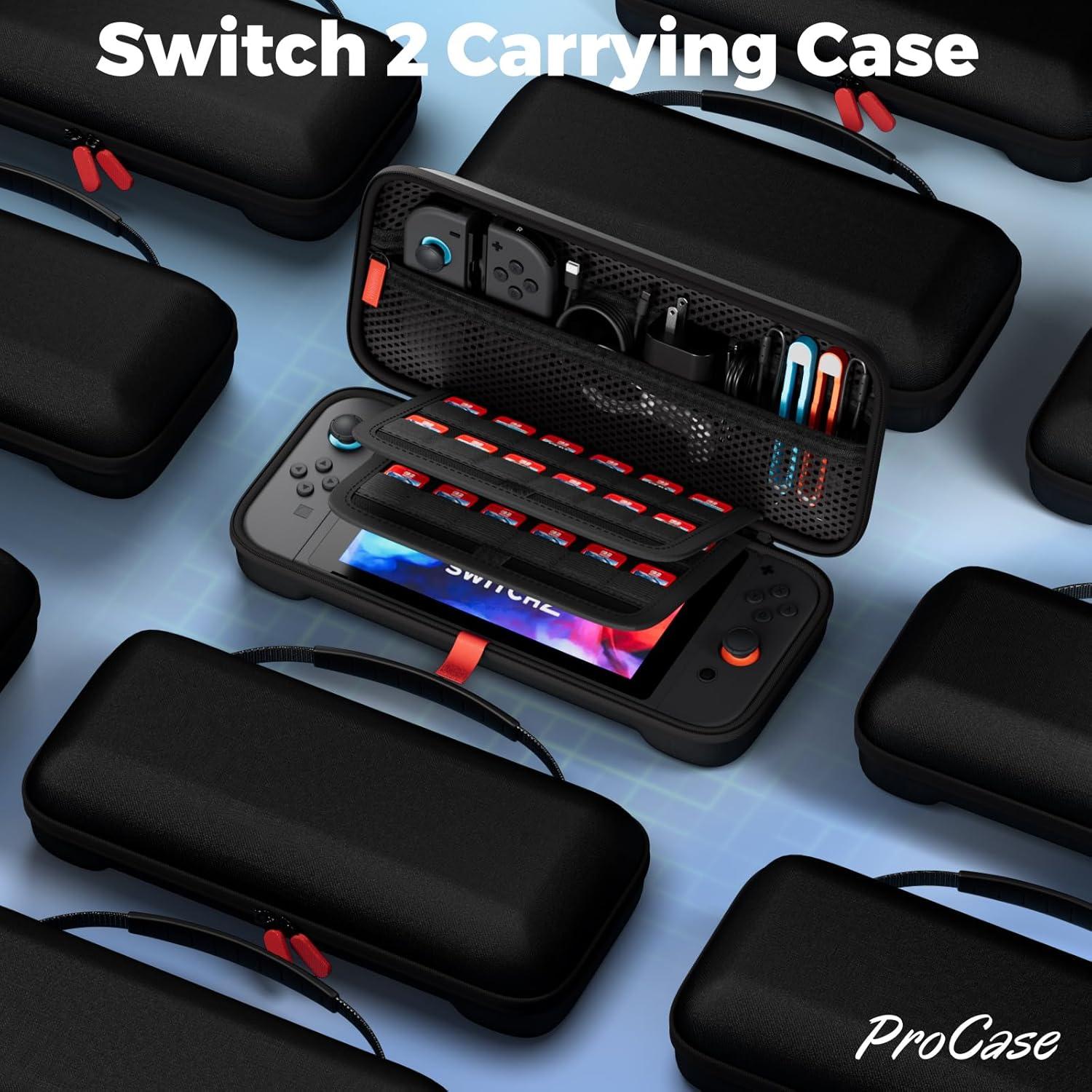 image:imageProCase Carrying Case for Nintendo Switch 2 2025 with 24 Game Card Slots Hard Portable Travel Case Storage Bag Protective Pouch for 2025 Nintendo Switch 2 Console amp Accessories RedBlack Large Size Fit AC Adapter