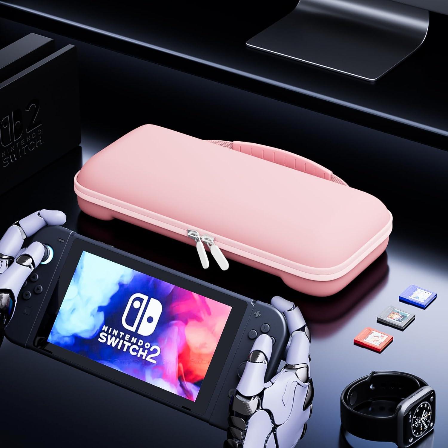 image:imageProCase Carrying Case for Nintendo Switch 2 2025 with 24 Game Card Slots Hard Portable Travel Case Storage Bag Protective Pouch for 2025 Nintendo Switch 2 Console amp Accessories RedPink Standard Size