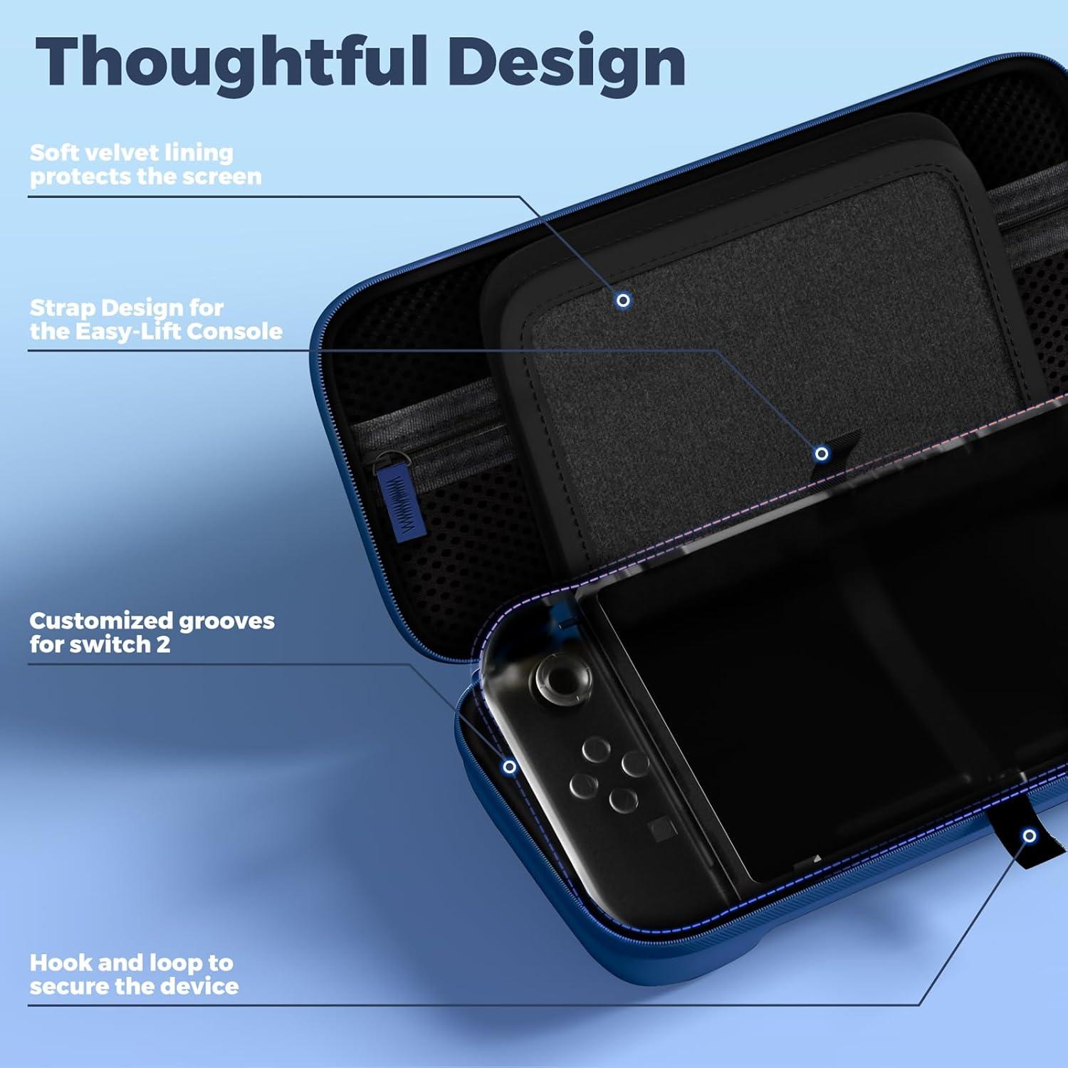 image:imageProCase Carrying Case for Nintendo Switch 2 2025 with 24 Game Card Slots Hard Portable Travel Case Storage Bag Protective Pouch for 2025 Nintendo Switch 2 Console amp Accessories RedNavy Large Size Fit AC Adapter