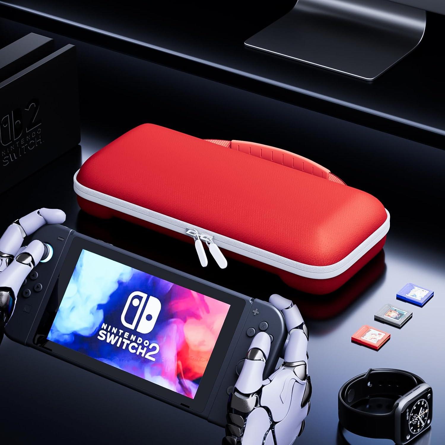 image:imageProCase Carrying Case for Nintendo Switch 2 2025 with 24 Game Card Slots Hard Portable Travel Case Storage Bag Protective Pouch for 2025 Nintendo Switch 2 Console amp Accessories RedRed Standard Size