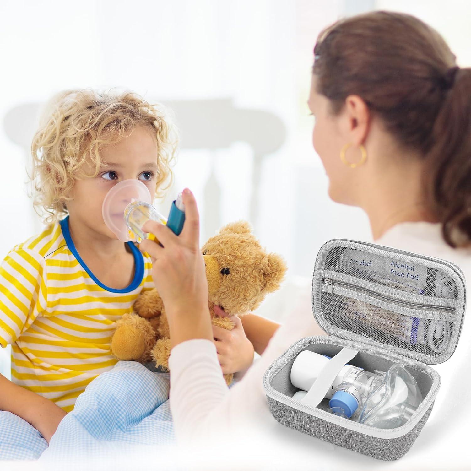 image:imageProCase Carrying Case for Portable Nebulizer Travel Handheld Nebulizador Machine for Adults Kids Hard Organizer Holder Storage Bag with Pocket for Chamber Inhaler Spacer Asthma Medicine Kits BlackGrey