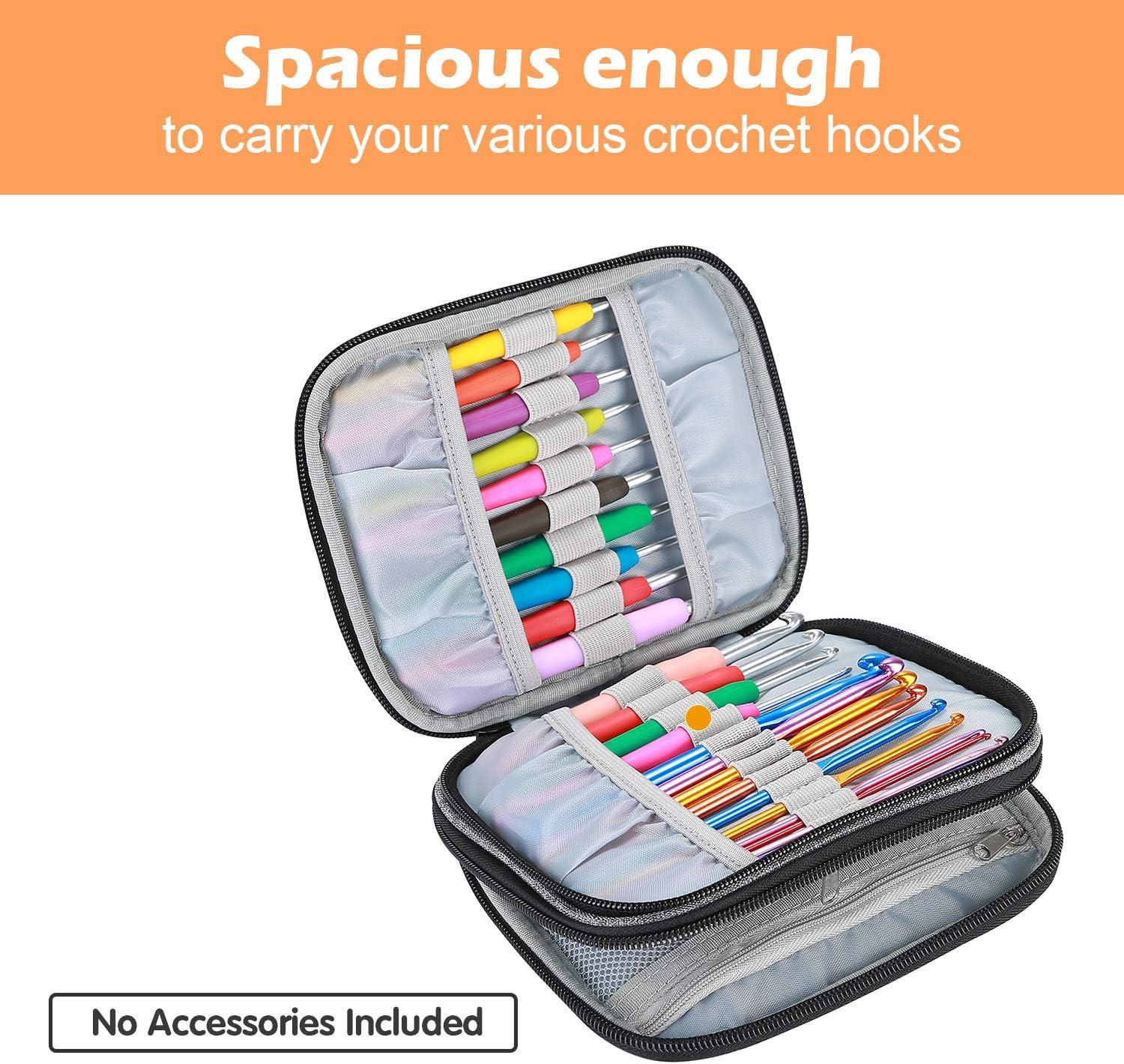 image:imageProCase Crochet Hook Case up to 65 Inches Travel Organizer Zipper Bag for Various Crochet Hooks Circular Knitting Needles and Other Accessories NO Accessories IncludedGrey