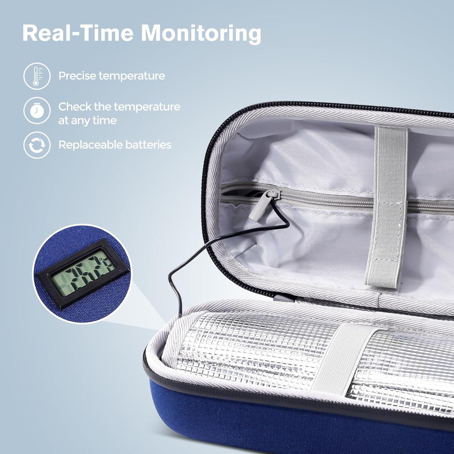 image:imageProCase Diabetic Supplies Hard Travel Case Diabetes Storage Bag for Glucose Meter Insulin Pen Blood Sugar Test Strips Syringe Needles and More Kits Diabetic Care Kits Organizer Holder NavyNavy